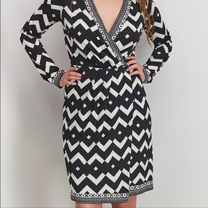 INC Faux Wrap Dress SZ 2X Black and White